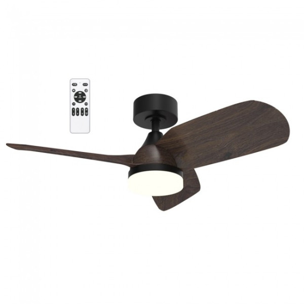 Ventilador de techo LED Borse Negro+Madera CCT Dim (18W)