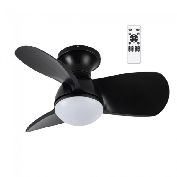 Ventilador de techo LED Mancado Negro CCT Dim (20W)