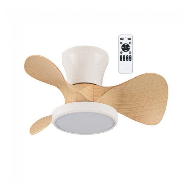 Ventilador de techo LED Merial Blanco+Haya CCT Dim (20W)