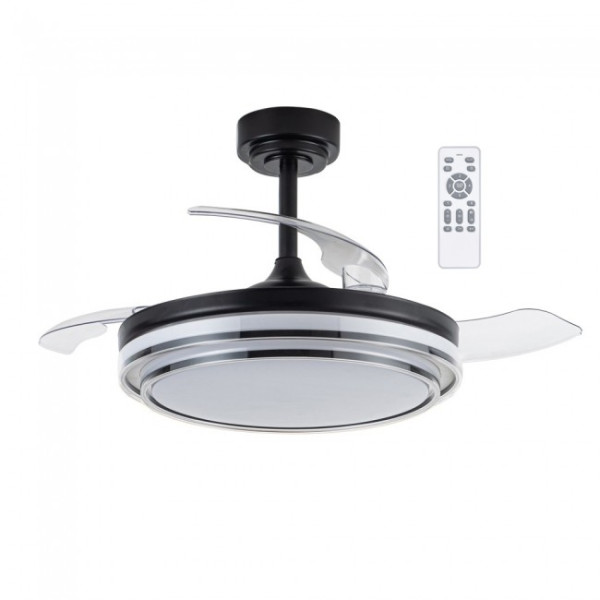 Ventilador LED aspas plegables Mesina Negro CCT Dim (72W)
