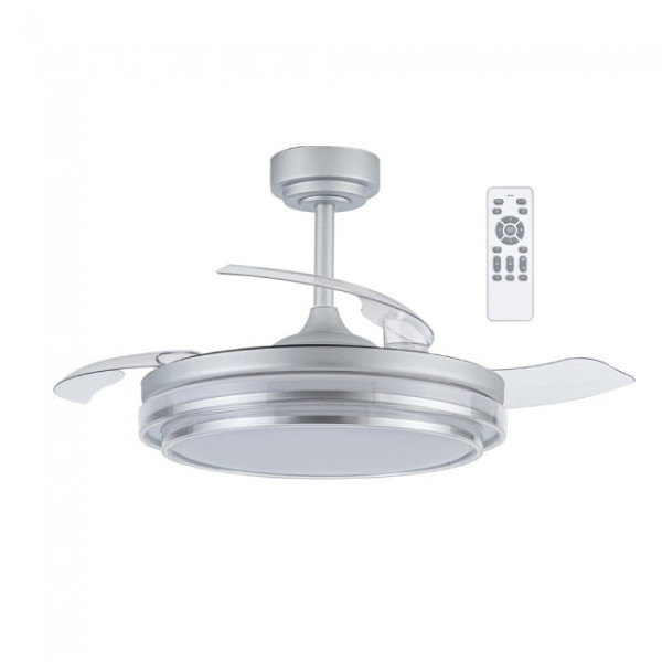 Ventilador LED aspas plegables Mesina Plata CCT Dim (72W)
