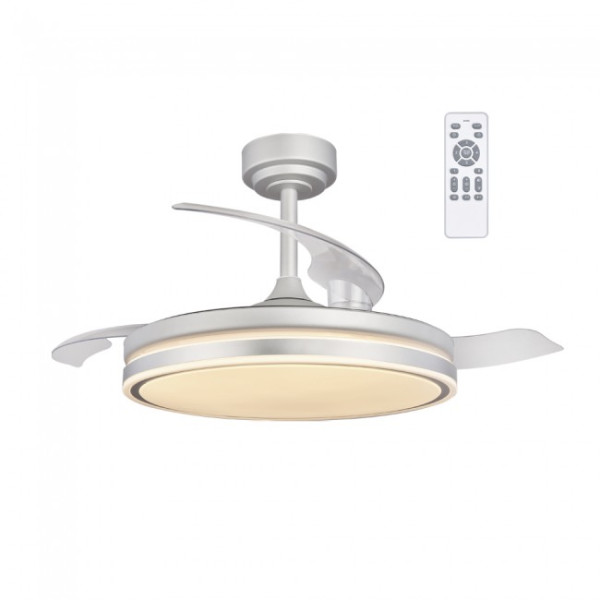 Ventilador LED aspas plegables Perla Gris CCT Dim (72W)