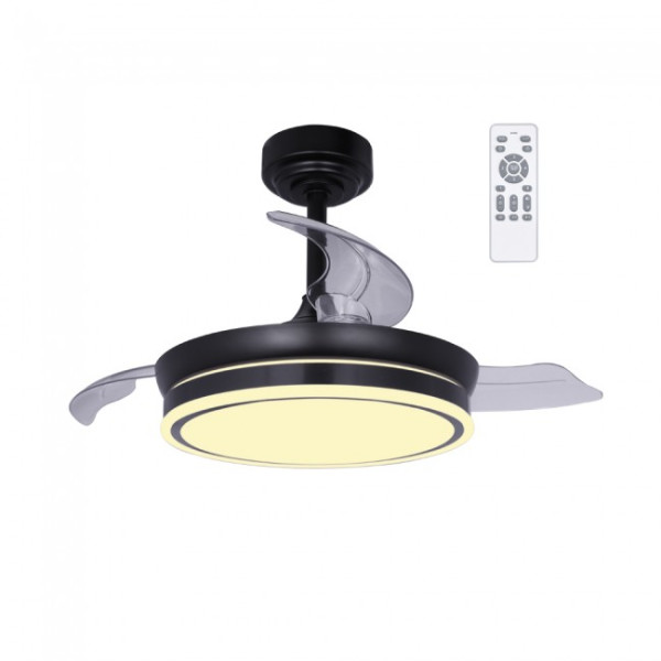 Ventilador LED aspas plegables Perla Mini Negro CCT Dim (46W)
