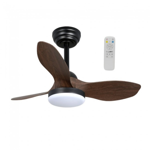 Ventilador LED Cavil Mini S Negro+Madera CCT Dim (20W)