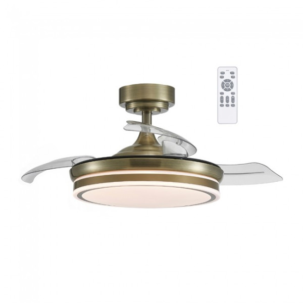 Ventilador LED con aspas retráctiles Perla Mini Cuero CCT (35W)