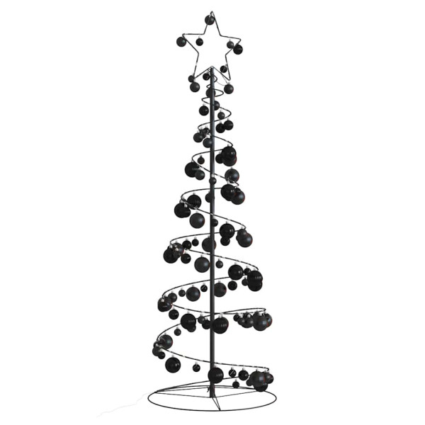 VidaXL Cono de luz para árbol de Navidad con bolas 100 LED 150 cm