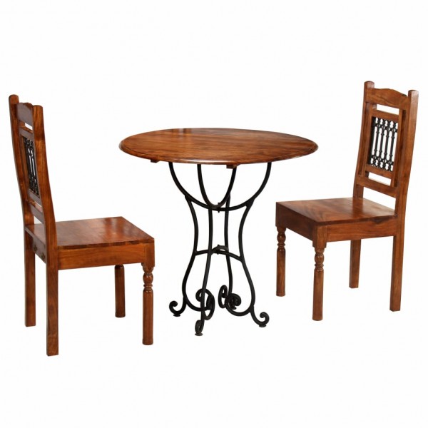 VidaXL Set Bistró 3 piezas madera maciza acacia acabado Sheesham