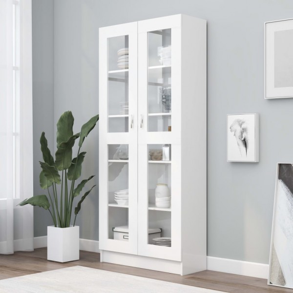 Vitrina de madera contrachapada blanco 82.5x30.5x185.5 cm