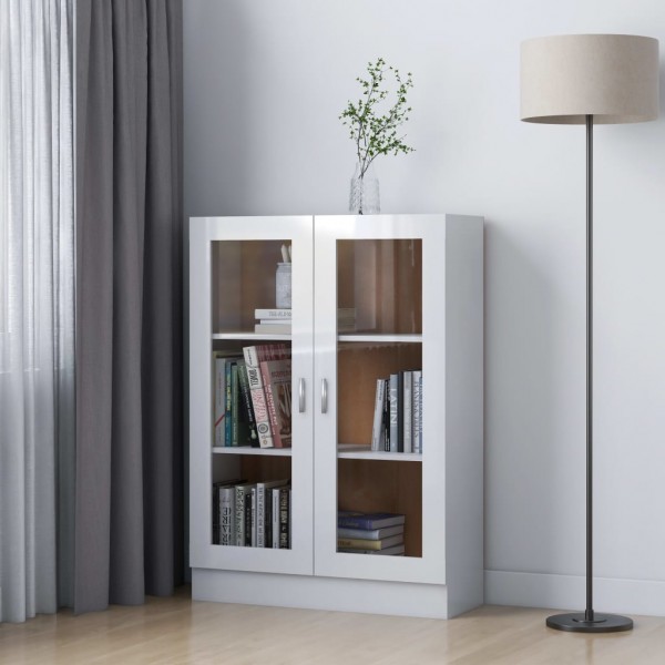 Vitrina de madera contrachapada blanco brillo 82.5x30.5x115 cm