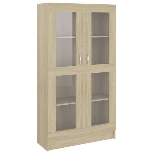 Vitrina de madera contrachapada color roble 82.5x30.5x150 cm