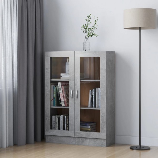 Vitrina de madera contrachapada gris hormigón 82.5x30.5x115 cm