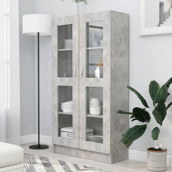 Vitrina de madera contrachapada gris hormigón 82.5x30.5x150cm