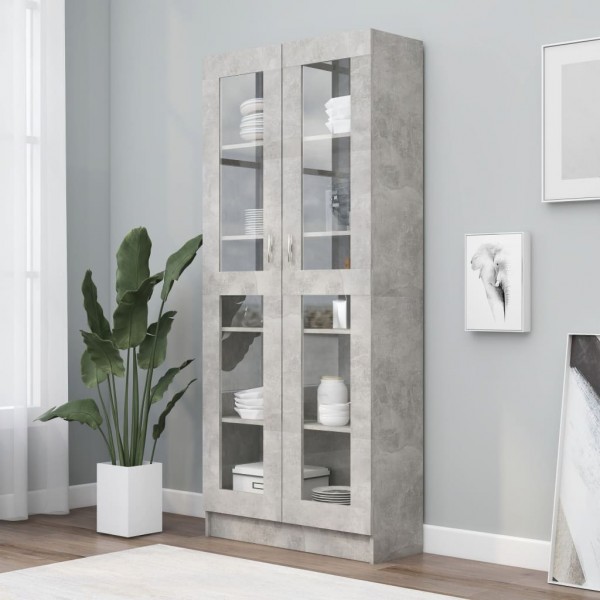 Vitrina de madera contrachapada gris hormigón 82.5x30.5x185.5cm