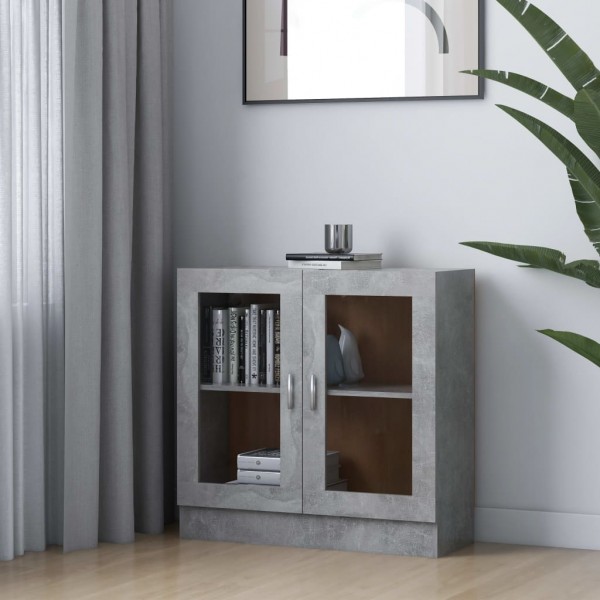 Vitrina de madera contrachapada gris hormigón 82.5x30.5x80 cm