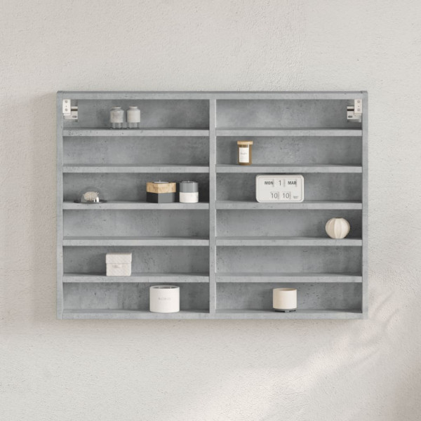 Vitrina de madera de ingeniería gris hormigón 80x8.5x58 cm