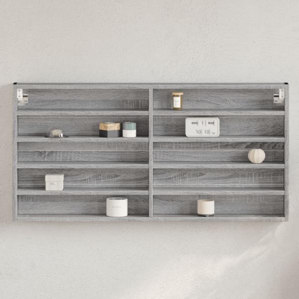 Vitrina de madera de ingeniería gris Sonoma 100x8.5x50 cm