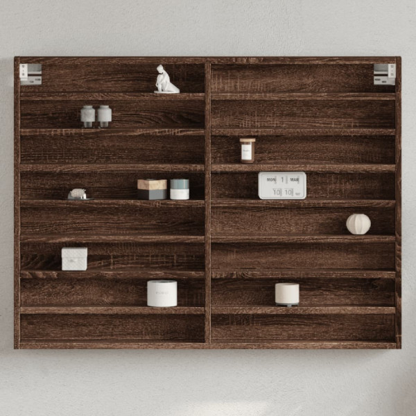 Vitrina de madera de ingeniería marrón roble 100x8.5x75 cm