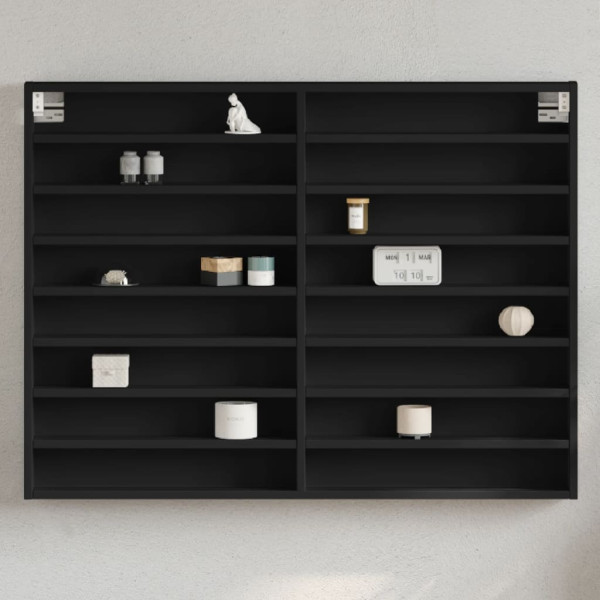 Vitrina de madera de ingeniería negra 100x8.5x75 cm