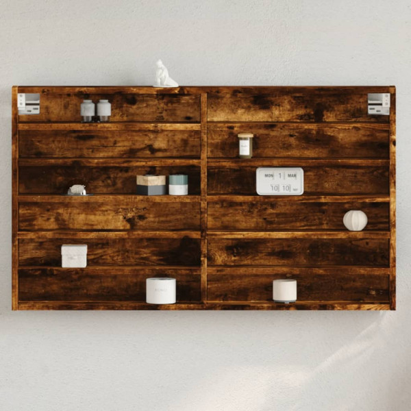 Vitrina de madera de ingeniería roble ahumado 100x8.5x58 cm