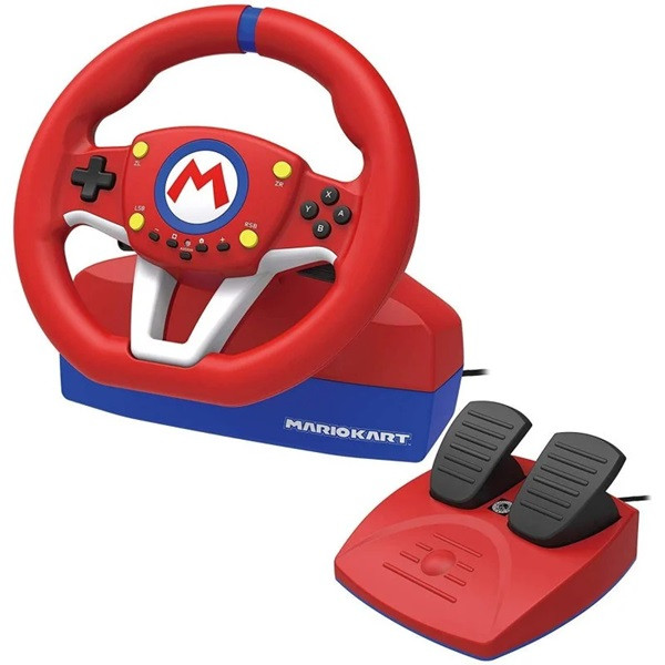 Volante con pedales Hori Mario Kart Racing Wheel Pro Mini rojo