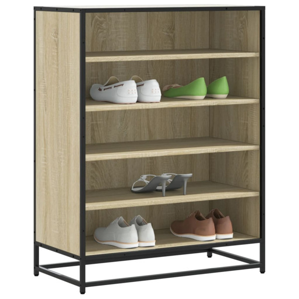 Zapatero de madera y metal roble Sonoma 75x38x97.5 cm